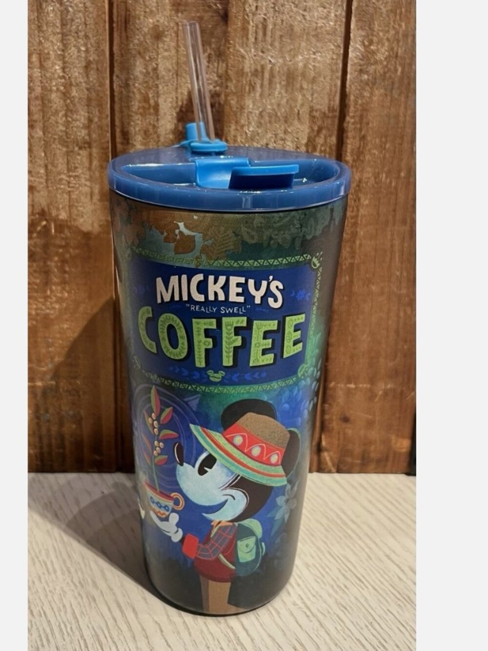 Disney Parks Mickey's Swell Coffee Travel Tumbler with Straw Stainless Steel NEW
